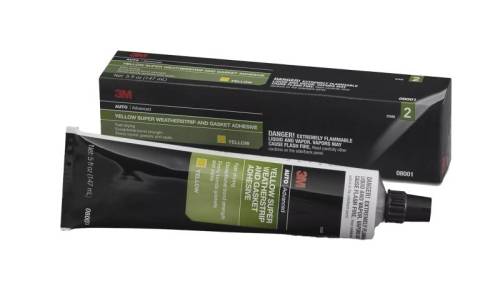 Chuck's Convertible Parts - RUBBER ADHESIVE GLUE, 3M GASKET AND WEATHERSTIP 5 OZ. TUBE YELLOW