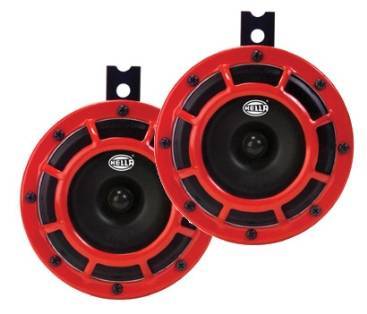 Chuck's Convertible Parts - HORN SET *HELLA* TWIN SUPERTONE HIGH/LOW WITH BRACKET, 12 VOLT 300/500 Hz