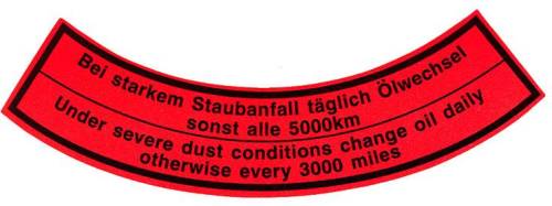Chuck's Convertible Parts - STICKER, AIR CLEANER TOP, CURVED, ALL MODELS 1953-66 *MADE BY WCM*