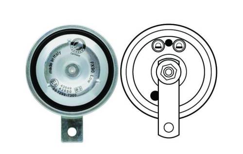 Chuck's Convertible Parts - HORN, 6 VOLT WITH BRACKET, BUG, GHIA, BUS, TYPE 3 1946-66 *GERMAN COMPANY, MADE IN ITALY*