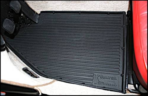 Chuck's Convertible Parts - FRONT FLOOR MATS, BLACK 2 PIECE HARD PLASTIC RUBBER, *MADE IN USA* STD. BUG 1958-71