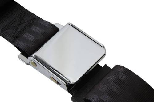 Chuck's Convertible Parts - SEAT BELT, LAP TYPE, BLACK WITH HARDWARE 68", BUG / BUS / GHIA / THING / TYPE 3 *MADE IN USA*