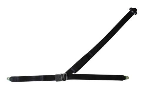 Chuck's Convertible Parts - SEAT BELT, BLACK 3 POINT NON RETRACTABLE WITH HARDWARE *MADE IN USA*