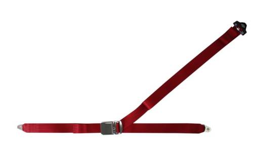 Chuck's Convertible Parts - SEAT BELT, RED 3 POINT NON RETRACTABLE WITH HARDWARE *MADE IN USA*