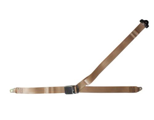 Chuck's Convertible Parts - SEAT BELT, TAN, 3 POINT NON RETRACTABLE WITH HARDWARE *MADE IN USA*
