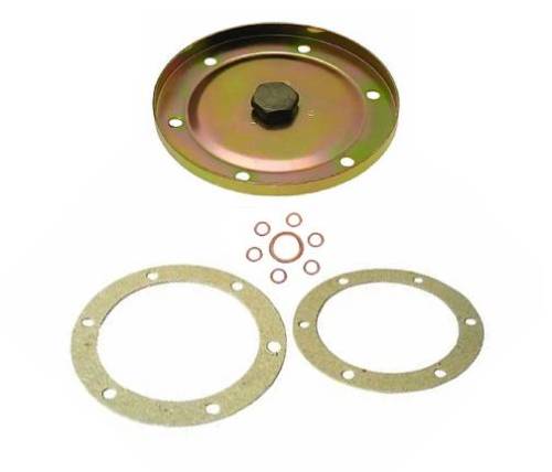 Chuck's Convertible Parts - OIL COVER PLATE WITH HOLE, INCLUDES GASKETS, WASHERS AND PLUG, BUG 1961-79, BUS 1961-71, GHIA / THING / TYPE 3 1961-74 *GERMAN*