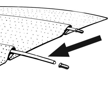 Chuck's Convertible Parts - STEEL BOWS, HEADLINER, 6 PIECE SET, ALL HARD TOP MODELS, BUG, GHIA, TYPE 3 1946-77 (Plastic End Caps Part # 113-649)