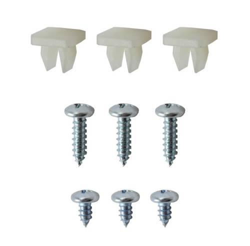 Chuck's Convertible Parts - SCREW SET & CLIPS, 9 PIECES FOR DRAIN TRAY, REAR DECKLID, GHIA 1970-74
