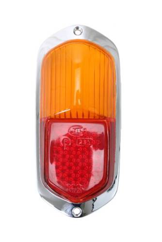 Chuck's Convertible Parts - LENS, TAIL LIGHT AMBER / RED WITH CHROME TRIM, HELLA *GERMAN* GHIA 1958 1/2-1959