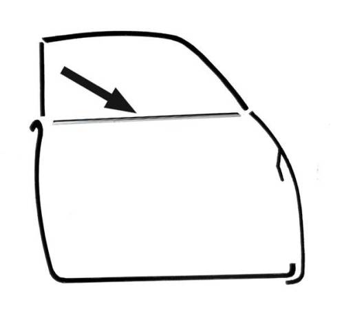 Chuck's Convertible Parts - SCRAPER, OUTSIDE DOOR LEFT OR RIGHT, RUBBER W/MOLDING, GHIA CONV. 1972-74