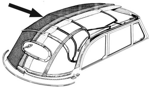 Chuck's Convertible Parts - TOP COVER, BLACK STAYFAST CANVAS, BUG CONVERTIBLE 1958-62 *MADE IN USA*