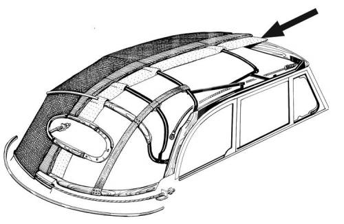 Chuck's Convertible Parts - HEADLINER, BLACK VINYL *HAND MADE IN USA* BUG CONV. 1950-64