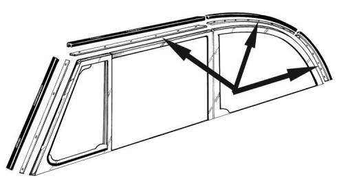 Chuck's Convertible Parts - METAL INSERTS, SIDE TO TOP, 8 PIECES, BUG CONV. 1950-64 (Screws Part # 151-350) *MADE BY WCM*