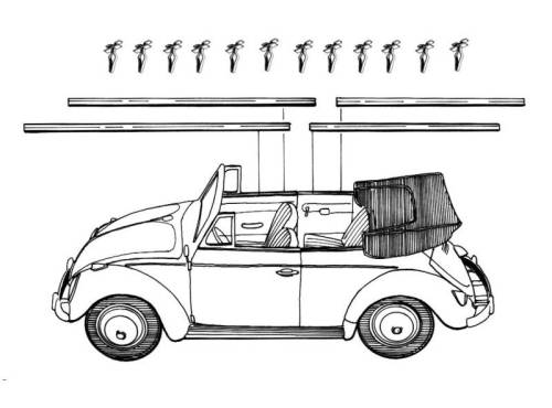 Chuck's Convertible Parts - MOLDING KIT, CHROME ON TOP DOORS & QUARTER WINDOWS, SET OF 8 WITH CLIPS, BUG CONV. 1953-64 *GERMAN*