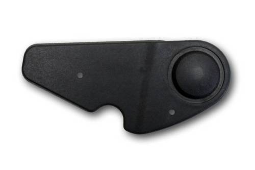 Chuck's Convertible Parts - SEAT HINGE COVER, BLACK, LEFT INNER NO HOLE, BUG 1976-79 (Holding Pins Part # 171-500)