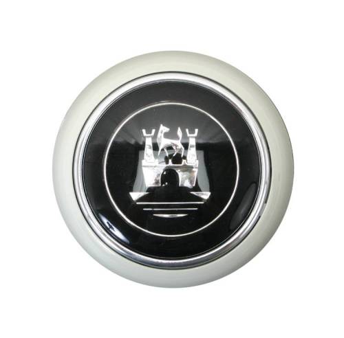 Chuck's Convertible Parts - HORN BUTTON, SILVER BEIGE WITH CREST, BUS 1955-67, BUG 1956-59