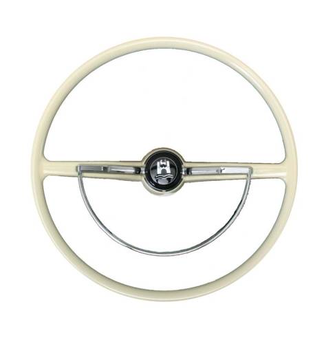 Chuck's Convertible Parts - STEERING WHEEL, VINTAGE STYLE, IVORY WITH HORN BUTTON AND RING, BUG & GHIA 1974-79