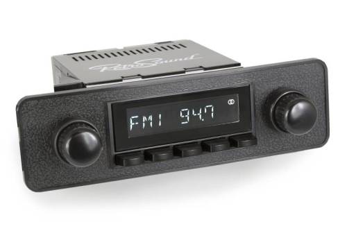 Chuck's Convertible Parts - RADIO WITH BLUETOOTH, USB, AUX - BLACK KNOBS, BUTTONS & FACEPLATE, BUG 1968-85, BUS 1968-73