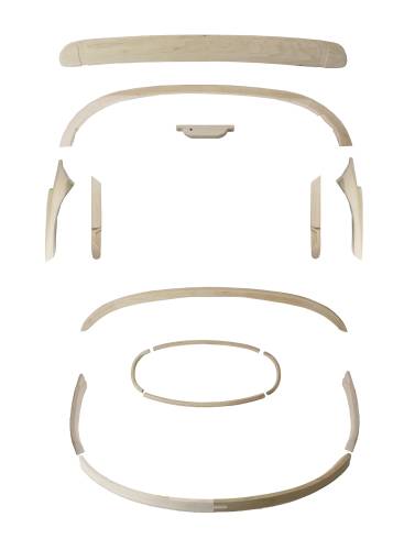 Chuck's Convertible Parts - CONVERTIBLE TOP WOOD BOW KIT, BUG CONV. 1952-57 (See description for contents)