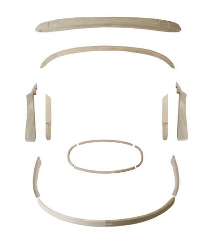 Chuck's Convertible Parts - CONVERTIBLE TOP WOOD BOW KIT, BUG CONV. 1961-62 (See description for contents)
