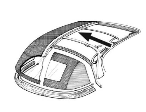 Chuck's Convertible Parts - HEADLINER, NON PEFORATED WHITE VINYL, *HANDMADE IN USA* GHIA CONV. 1969 1/2-74 (1969 from VIN 149431008)