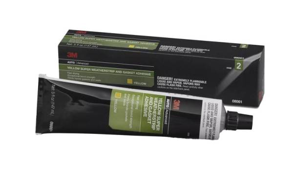 Chuck's Convertible Parts - RUBBER ADHESIVE GLUE, 3M GASKET AND WEATHERSTIP 5 OZ. TUBE YELLOW