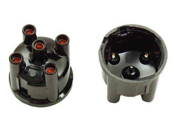 Chuck's Convertible Parts - DISTRIBUTOR CAP, BLACK, OLD STYLE CENTRIFUGAL ADVANCE DIST, (2 PIECE POINTS), BUG 47-74, BUS 50-71, GHIA 56-74, TYPE 3 66-67, THING 73-74