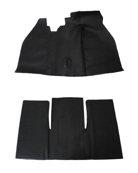 Chuck's Convertible Parts - FLOOR MAT SET, 2 PIECE FRONT & REAR, BLACK RUBBER, BUG 1968-72
