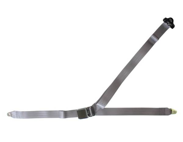 Chuck's Convertible Parts - SEAT BELT, GREY 3 POINT NON RETRACTABLE WITH HARDWARE *MADE IN USA*