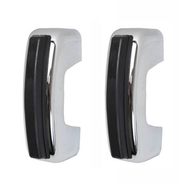 Chuck's Convertible Parts - BUMPER GUARDS WITH RUBBER, FRONT OR REAR, SET OF 2, BUG 68-73, GHIA 1972-74 (No indent for horizontal deco strip)