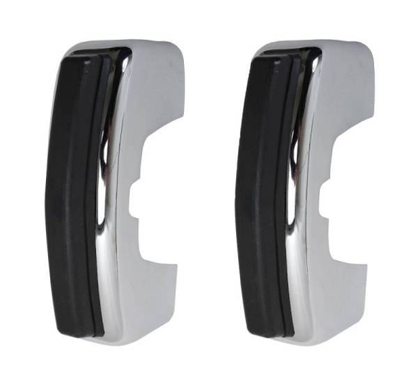 Chuck's Convertible Parts - BUMPER GUARDS WITH RUBBER, FRONT OR REAR, SET OF 2, BUG 68-73, GHIA 1972-74 (With indent for horizontal deco strip)