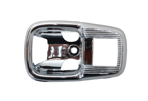 Chuck's Convertible Parts - COVER PLATE, INSIDE DOOR HANDLE, CHROME PLASTIC, BUG 67-79, GHIA 64-70, TYPE 3 1961-73, BUS 1968 & 74-79 *MADE BY WCM* (Not for cars with door locks above release lever)