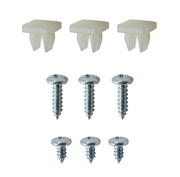 Chuck's Convertible Parts - SCREW SET & CLIPS, 9 PIECES FOR DRAIN TRAY, REAR DECKLID, GHIA 1970-74