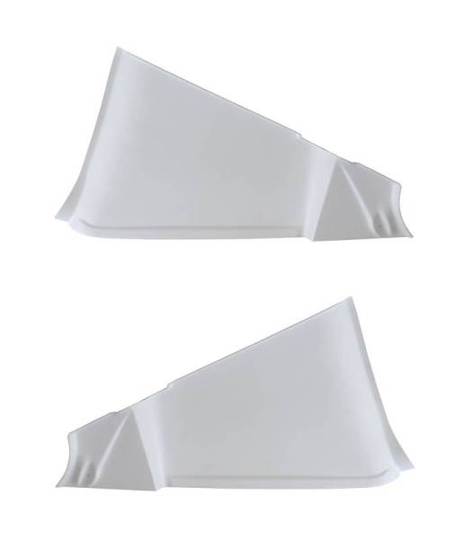 Chuck's Convertible Parts - QUARTER HINGE COVERS, WHITE PLASTIC, LEFT & RIGHT, GHIA CONV. 1969 1/2-74 (Cust. must drill Seat Belt mounting hole)