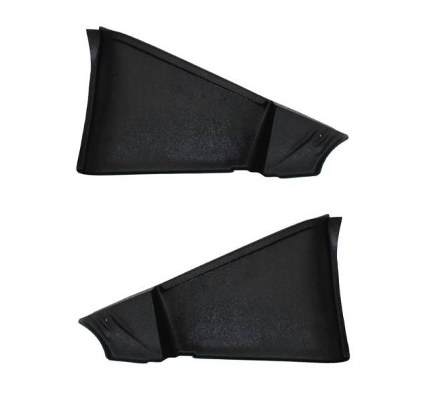 Chuck's Convertible Parts - QUARTER HINGE COVERS, BLACK PLASTIC, LEFT & RIGHT, GHIA CONV. 1969 1/2-74 (Customer must drill Seat Belt mounting hole)