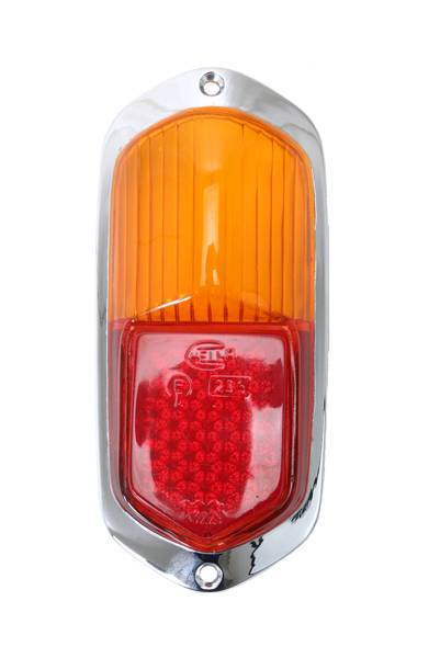 Chuck's Convertible Parts - LENS, TAIL LIGHT AMBER / RED WITH CHROME TRIM, HELLA *GERMAN* GHIA 1958 1/2-1959