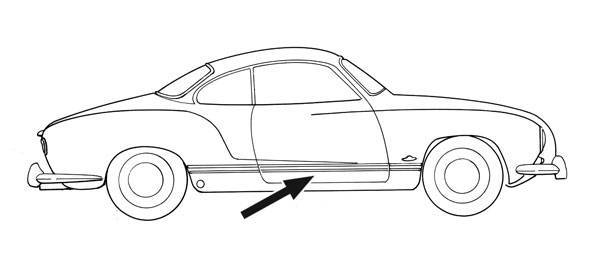 Chuck's Convertible Parts - CHROME MOLDING KIT, 12 PIECES, SHARP EDGE STYLE, ALL GHIA 1956-59 (Clips Part # 141-547B)