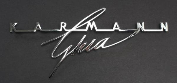 Chuck's Convertible Parts - EMBLEM, LARGE KARMANN GHIA SCRIPT, REAR DECK LID, ALL GHIAS 1956-62 (Clips Part # 141-939)