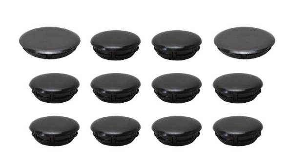 Chuck's Convertible Parts - PLUG SET, HINGE & SCREW HOLES, BLACK (10 SMALL, 2 LARGE) BUG CONV. 1958-79 *MADE BY WCM*