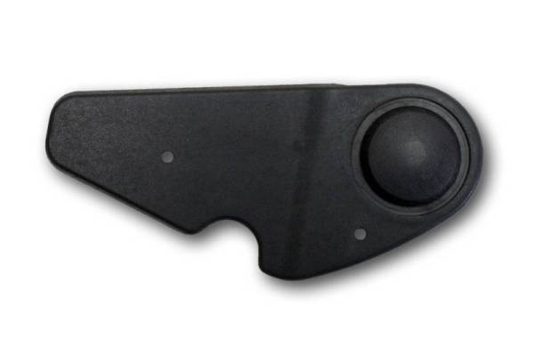 Chuck's Convertible Parts - SEAT HINGE COVER, BLACK, LEFT INNER NO HOLE, BUG 1976-79 (Holding Pins Part # 171-500)