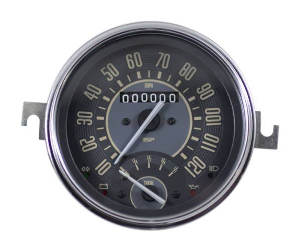 Chuck's Convertible Parts - SPEEDOMETER WITH FUEL GAUGE, BEIGE FACE, STD BUG 1953-77, SUPER BEETLE 1971-72, BUS 1955-67, GHIA 1956-66, MADE IN BRAZIL