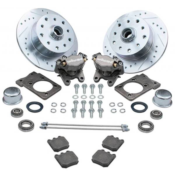 Chuck's Convertible Parts - FRONT DISC BRAKE KIT, SILVER WILWOOD HIGH PERFORMANCE CALIPERS, 5x130 & 5x4.75, SUPER BEETLE BUG 1971-79