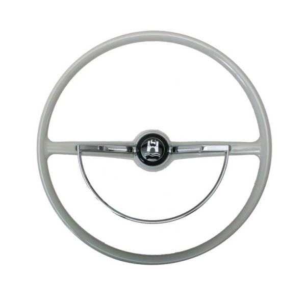 Chuck's Convertible Parts - STEERING WHEEL, SILVER BEIGE WITH HORN BUTTON AND RING, BUG / GHIA / TYPE 3 1960-71