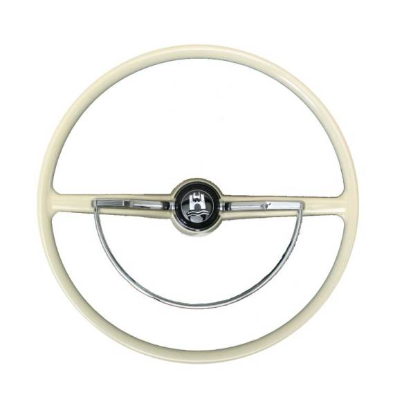 Chuck's Convertible Parts - STEERING WHEEL, VINTAGE STYLE, IVORY WITH HORN BUTTON AND RING, BUG & GHIA 1974-79