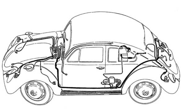Chuck's Convertible Parts - COMPLETE WIRING HARNESS KIT *HANDMADE IN USA* BUG CONVERTIBLE 1958-59