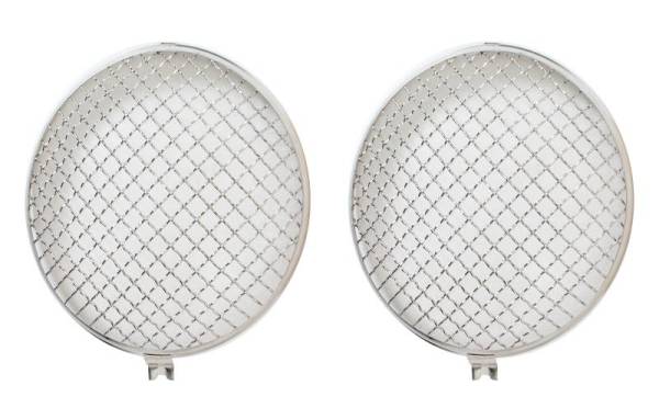 Chuck's Convertible Parts - HEADLIGHT GRILL, CHROME WITH MESH, LEFT & RIGHT, BUG 1946-66, BUS 1950-67
