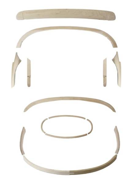 Chuck's Convertible Parts - CONVERTIBLE TOP WOOD BOW KIT, BUG CONV. 1952-56 (See description for contents)