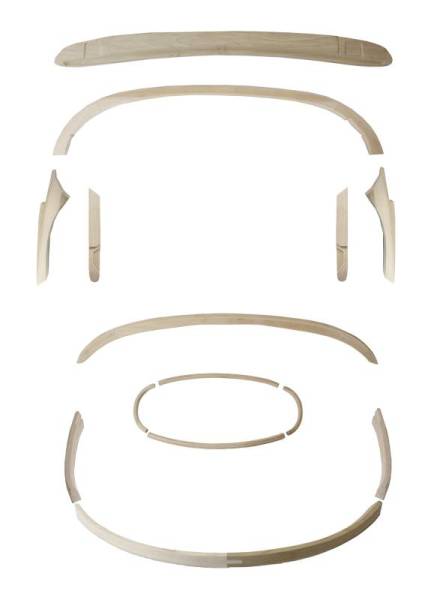 Chuck's Convertible Parts - CONVERTIBLE TOP WOOD BOW KIT, BUG CONV. 1957-60 (See description for contents)