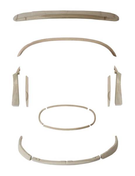 Chuck's Convertible Parts - CONVERTIBLE TOP WOOD BOW KIT, BUG CONV. 1967 1/2-71 (1967 from Vin #157250033 - See description for contents)