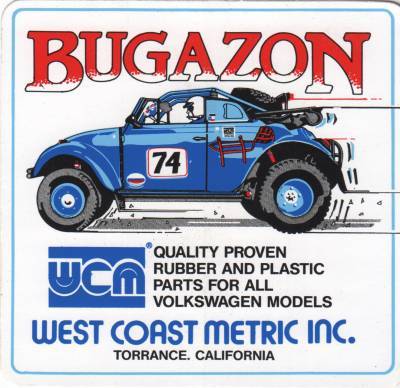 Chuck's Convertible Parts - STICKER, BUGAZON, NOS WEST COAST METRIC (Only a few left!)